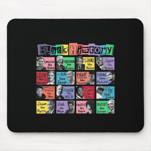Mousepad O que aprendemos com o adesivo de histórico preto (Frente)