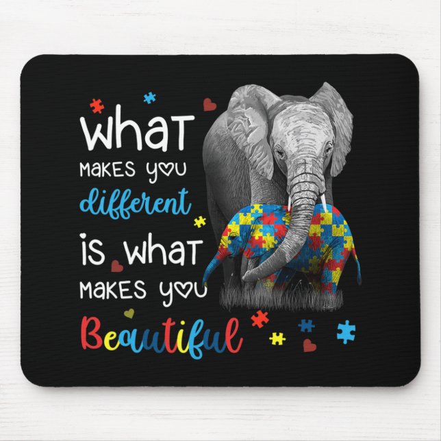 Mousepad O Que Te Faz Diferente Elefante Mãe Autismo Sabe (Frente)