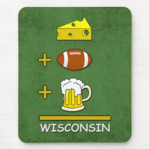 Mousepad O queijo mais o futebol mais a cerveja é Wisconsin