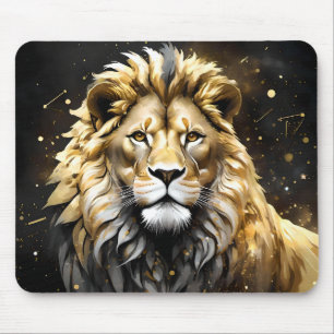 Mousepad O Rei: Leão Masculino Majestoso Dourado E Cinza,