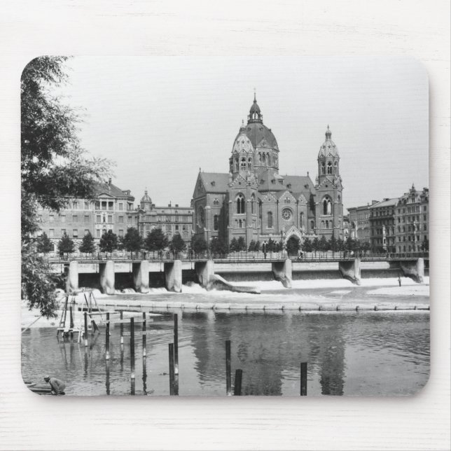 Mousepad O rio Isar em Munich, c.1910 (Frente)
