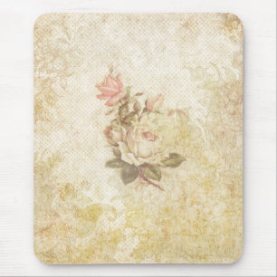 Mousepad O rosa e o marfim do vintage aumentaram