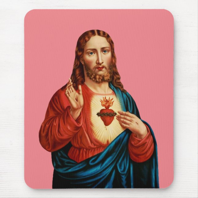 Mousepad O Sagrado Coração de Jesus Retrato de Arte Fina (Frente)