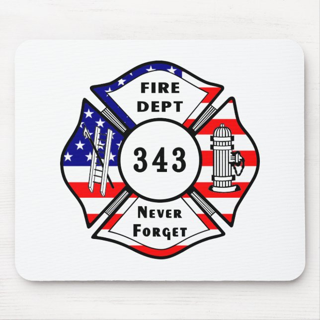 Mousepad O sapador-bombeiro 9/11 nunca esquece 343 (Frente)