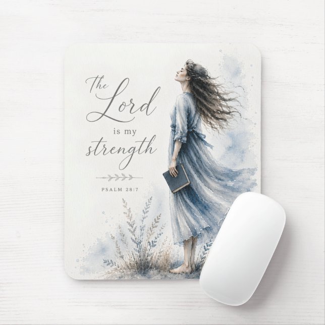 Mousepad O Senhor é Minha Força Salmo 28:7 Aquarela (Com mouse)