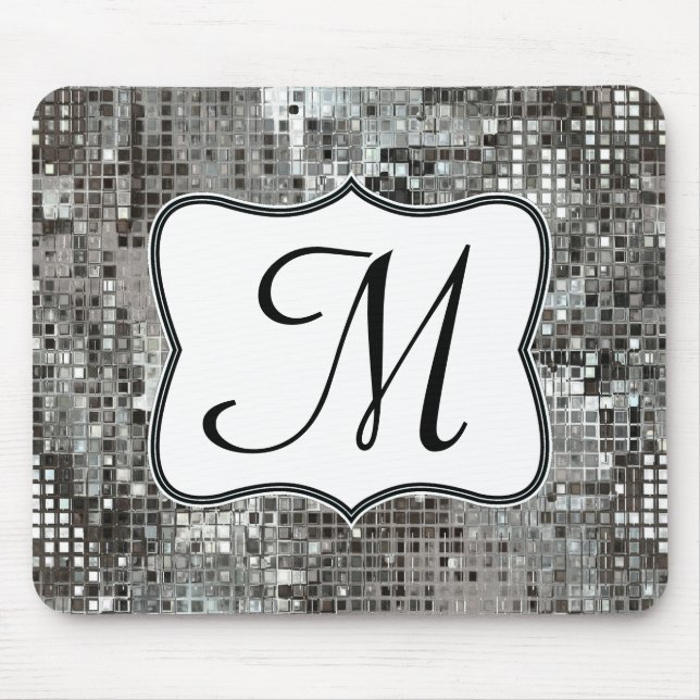 Mousepad O Sequin de prata brilha o tapete do rato inicial (Frente)