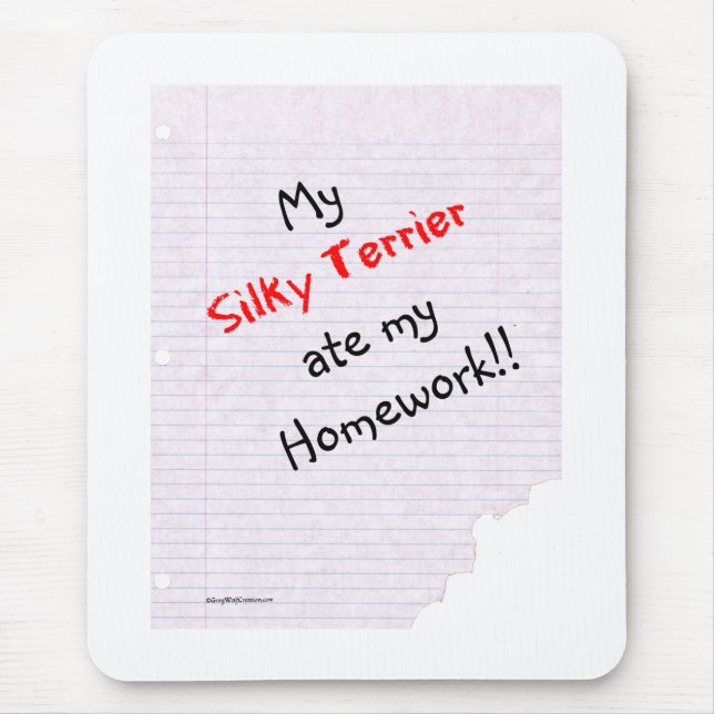 Mousepad O Silky Terrier Comeu a minha casa (Frente)