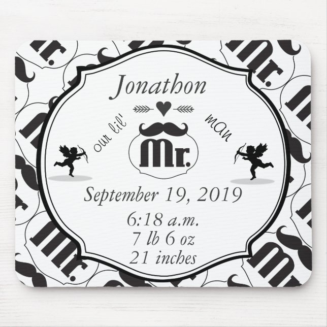 Mousepad O Sr. Mustache Lil Man Baby Boy Stats (Frente)