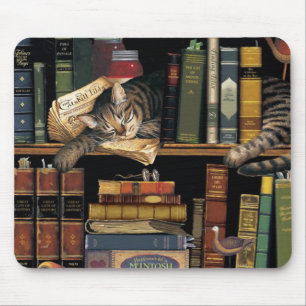 Mousepad o tapete do rato com um gato que dorme na
