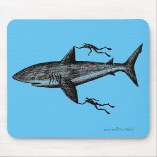 Mousepad O tubarão e os mergulhadores de Megalodon