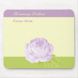 Mousepad O verde amarelo Polkadots da lavanda e aumentou