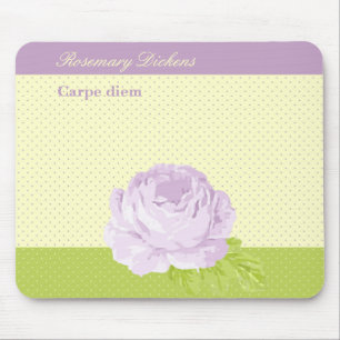 Mousepad O verde amarelo Polkadots da lavanda e aumentou