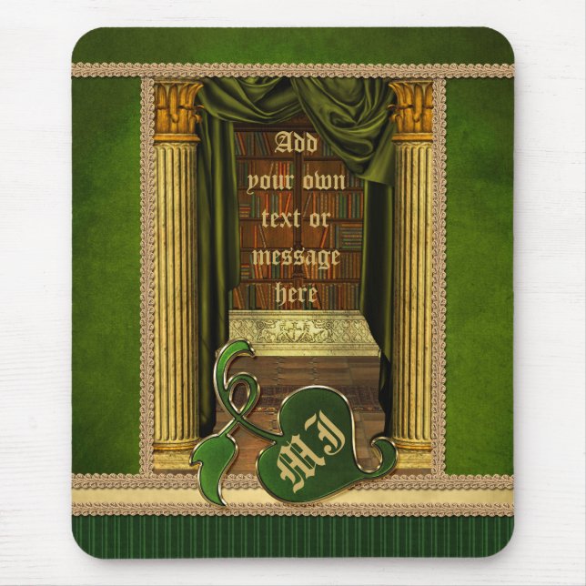 Mousepad O verde clássico bonito dos livros velhos da (Frente)