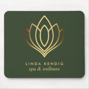 Mousepad O verde Dourado do logotipo dos lótus