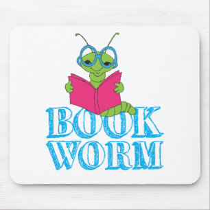 Mousepad O verme do livro verde-brilhante do cartoon