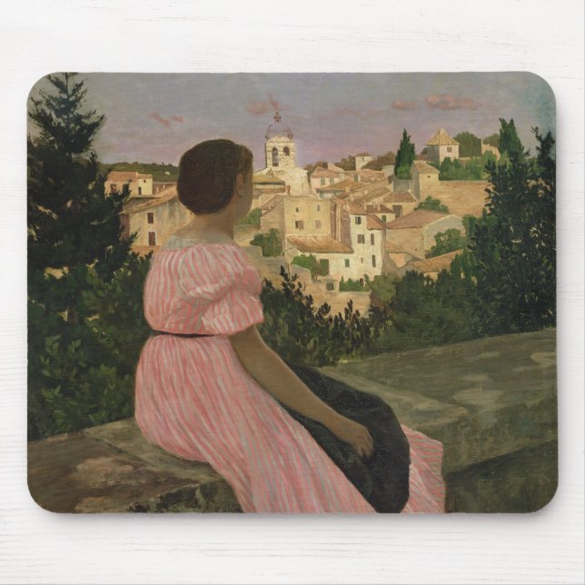 Mousepad O vestido cor-de-rosa, ou vista do (Frente)