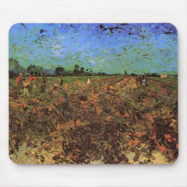 Mousepad O Vinhedo Verde por Vincent van Gogh (Frente)