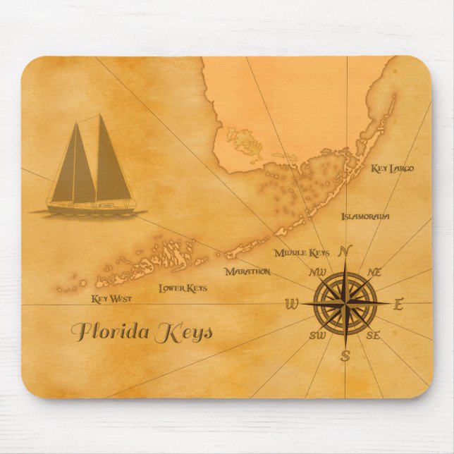 Mousepad O vintage Florida náutico fecha o mapa (Frente)
