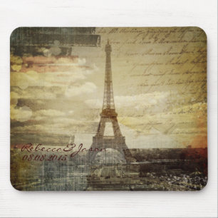 Mousepad o vintage scripts o casamento da torre Eiffel de