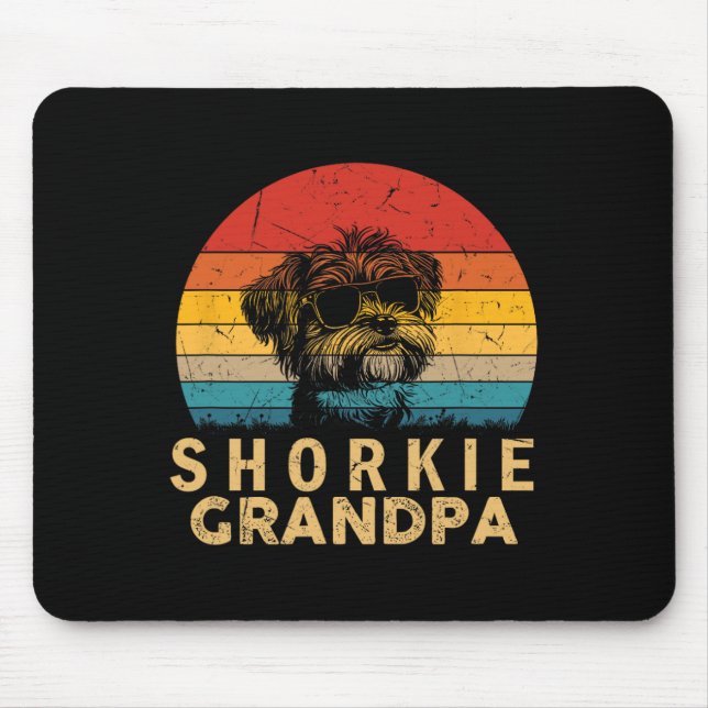 Mousepad O Vovô Shorkie Aproxima Pais Pais de Pata D (Frente)