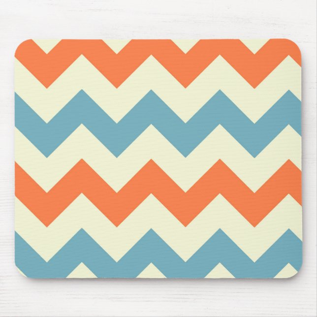 Mousepad O ziguezague azul alaranjado da viga listra o (Frente)