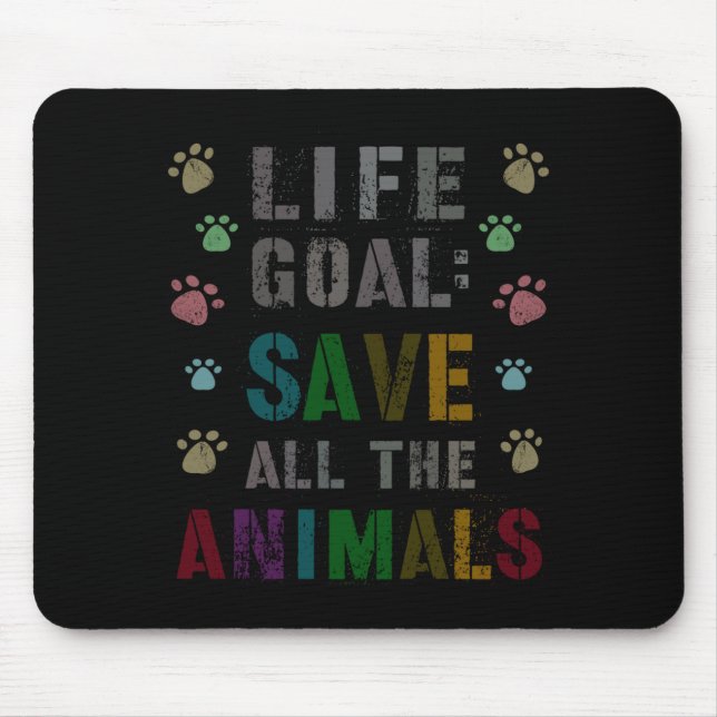 Mousepad Objetivo de Vida Fofo Salvar Animais Dia de Resgat (Frente)