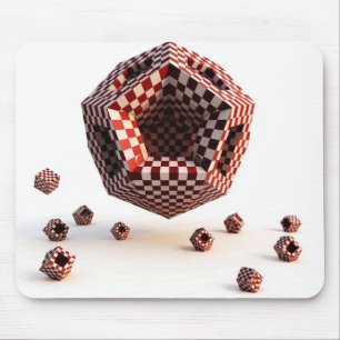 Mousepad Objetos Geométricos Xadrez Vermelho e Branco