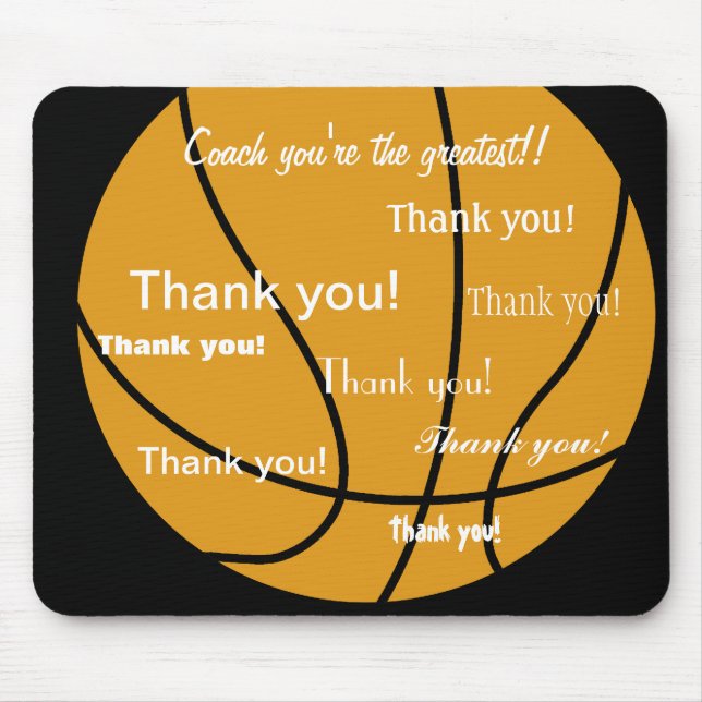 Mousepad Obrigado do basquetebol você presentes (Frente)