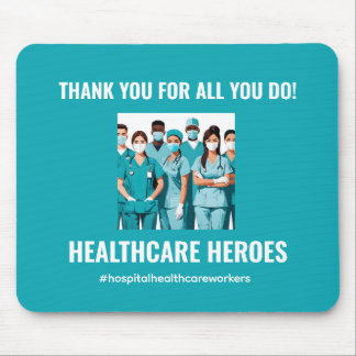 Mousepad Obrigado Heroes da Saúde Médico Enfermeiro