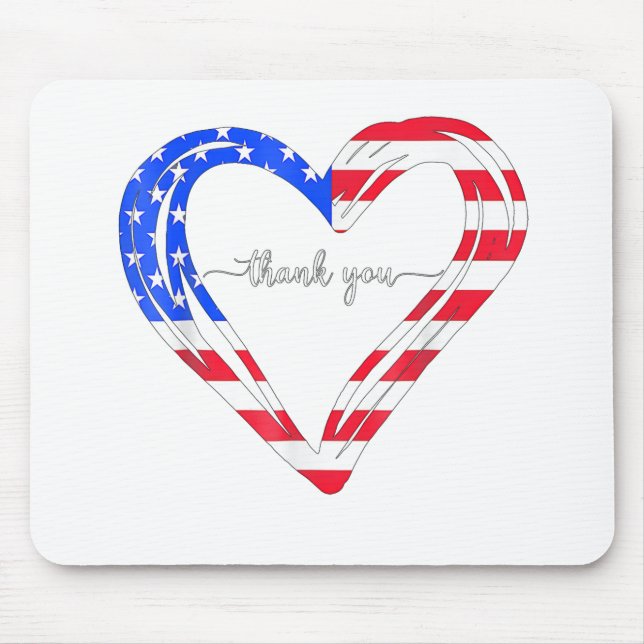 Mousepad Obrigado pelo seu serviço de bandeira americana (Frente)