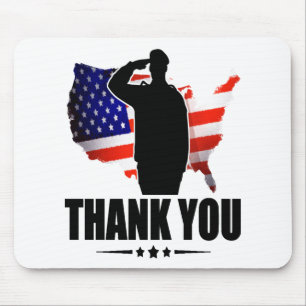 Mousepad Obrigado pelo seu serviço de bandeira americana