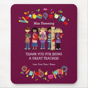Mousepad Obrigado, professor. Presente customizável