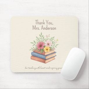 Mousepad Obrigado Professora - Manuais e Flores de Aquarela