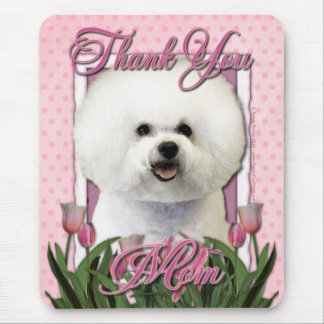Mousepad Obrigado - tulipas cor-de-rosa - Bichon Frise
