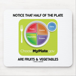 Mousepad Observe que a metade da placa é frutas & vegetais