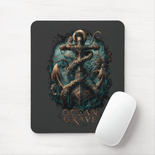 Mousepad Ocean Grave Kraken Anchor Dark Fantasy (Com mouse)
