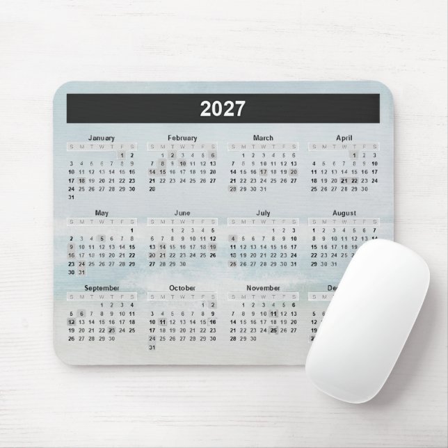 Mousepad Ocean Watercolor 2027 Calendar (Com mouse)