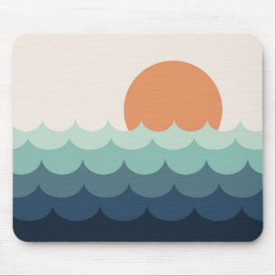 Mousepad Oceano azul ondulado no pôr do sol