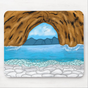 Mousepad Oceanos Montanhas Pássaros Canyon Nuvens Arte