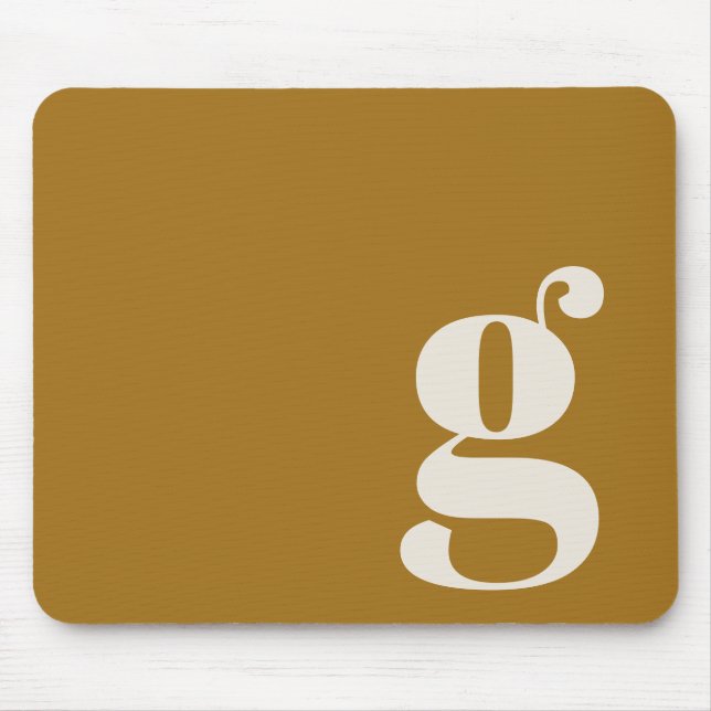 Mousepad Ocre Dourado Monograma Inicial Retro Mínimo Person (Frente)