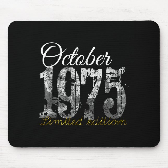 Mousepad October 1975 Tee 50 Year Old Shirt 1975 50th Birth (Frente)