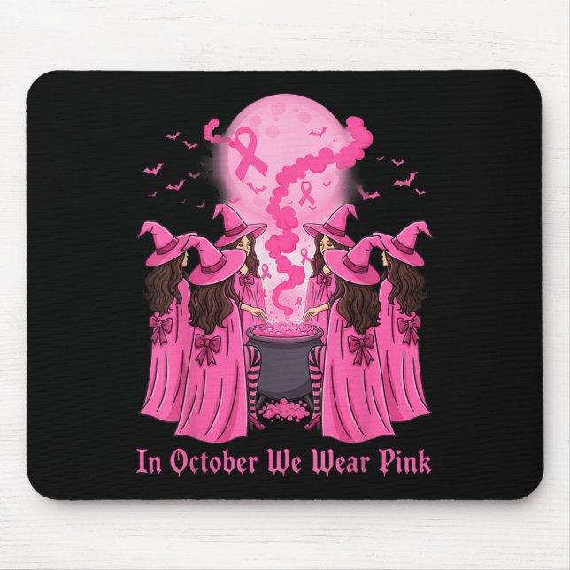 Mousepad October We Wear Nk Witch Halloween Breast Cancer A (Frente)