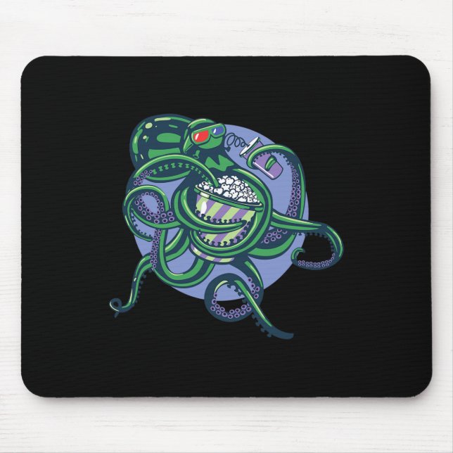 Mousepad Octopus Assistindo Um Filme - Design gráfico detal (Frente)