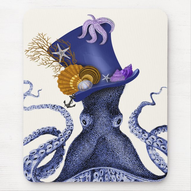 Mousepad Octopus com chapéu náutico (Frente)