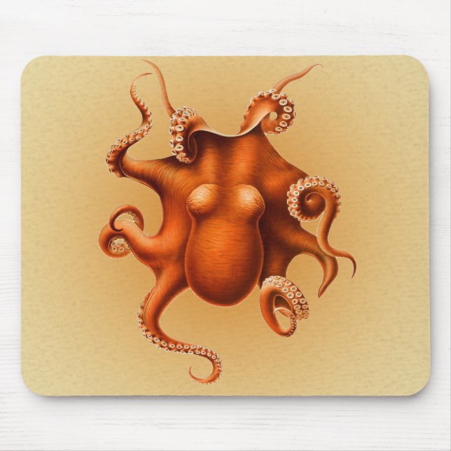 Mousepad Octopus Sea Monster Cephalapod Vintage (Frente)