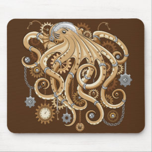 Mousepad Octopus Steampunk Surreal Style Machine