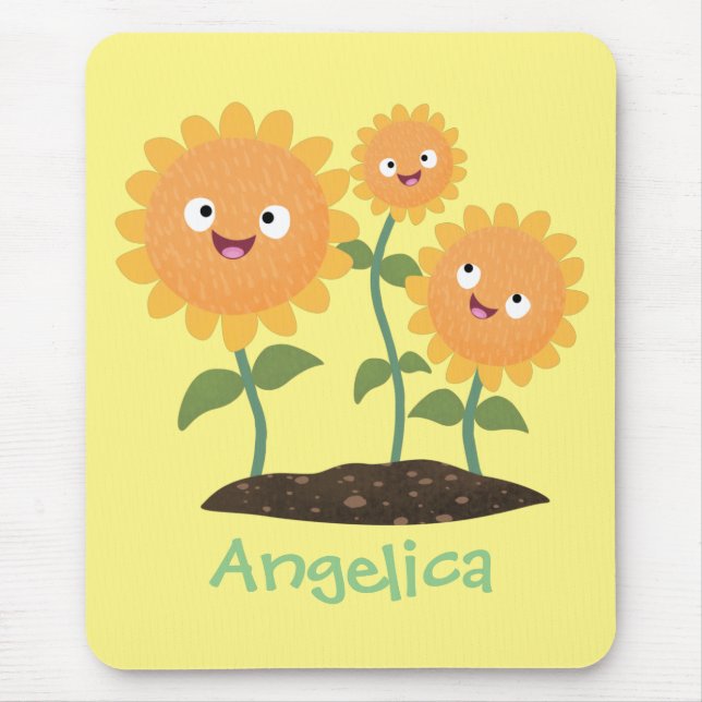 Mousepad Óculos de desenho animados bonitos e felizes (Frente)