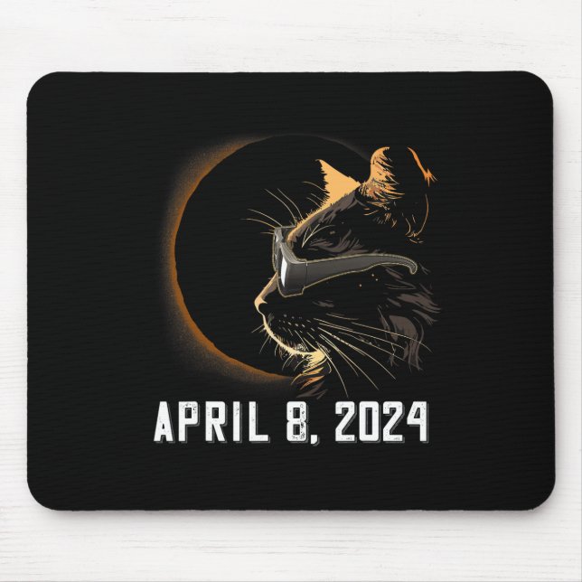 Mousepad Óculos de Eclipse Solar de Gato Óculos de Eclipse  (Frente)