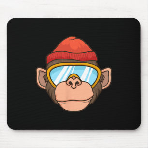 Mousepad Óculos de Esqui de Macaco Engraçado Gorila Esquian