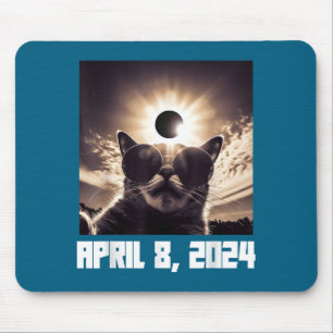 Mousepad Óculos de Gato do Eclipse Solar Total Engraçado